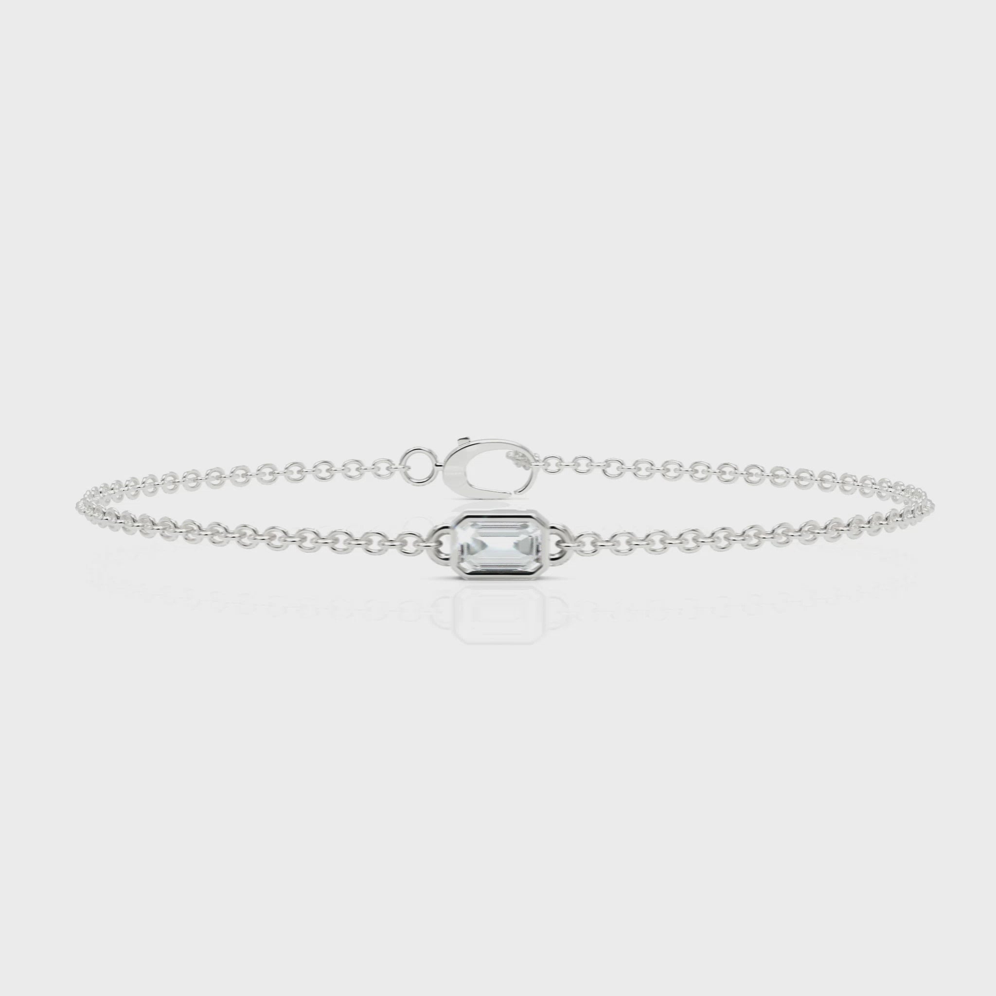 360 rotation of 0.29 CT emerald cut lab-grown diamond bezel bracelet