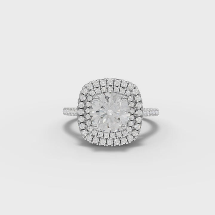 360 rotation of 2.04 CT double halo lab-grown diamond ring