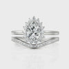 0.92CT Pear Lab Diamond Halo Twin Wedding Ring