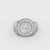 Round Lab Diamond Double Halo Engagement Ring · Pavé Band