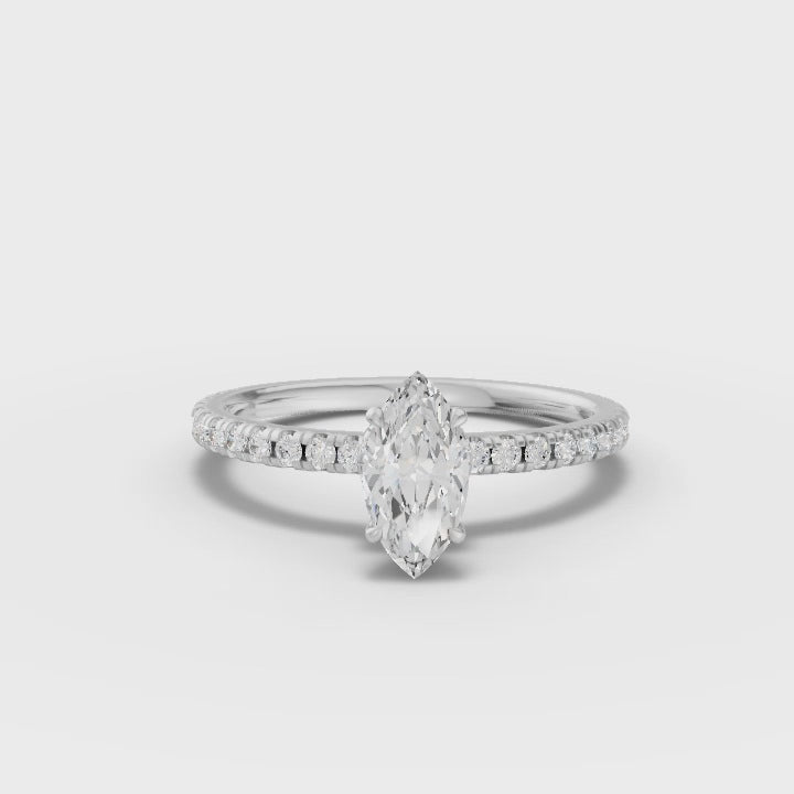 360° rotation video of marquise pavé ring