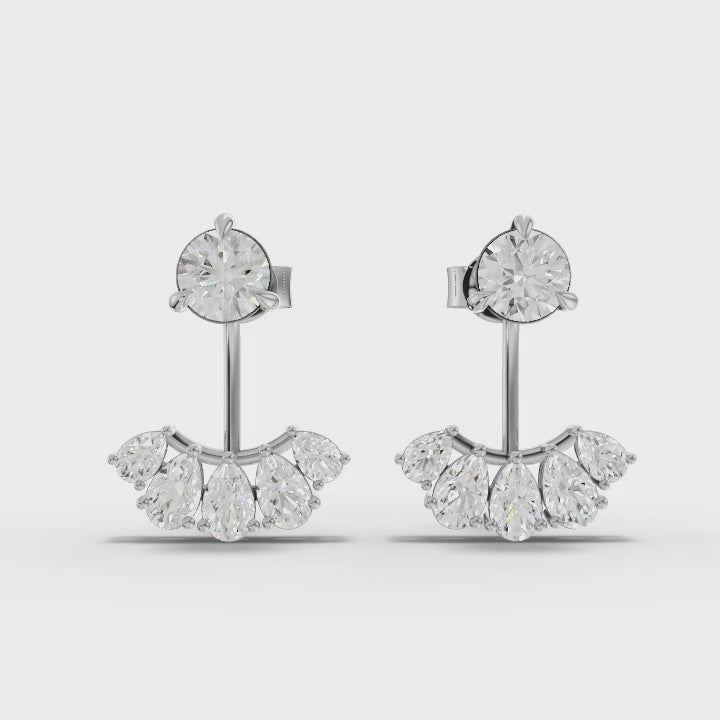 360° rotation video of pear crawler earrings