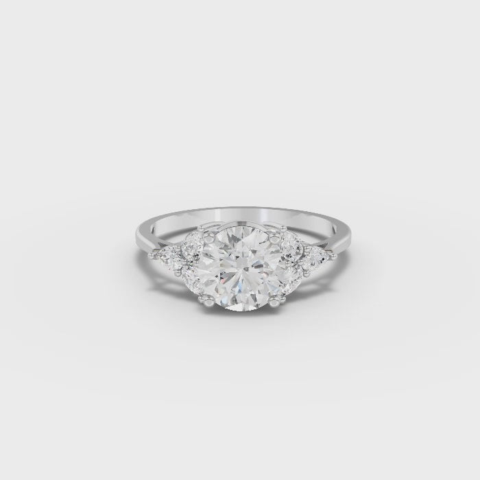 1.30 CT Pear Solitaire With Side Stone Lab Grown Diamond Ring, video