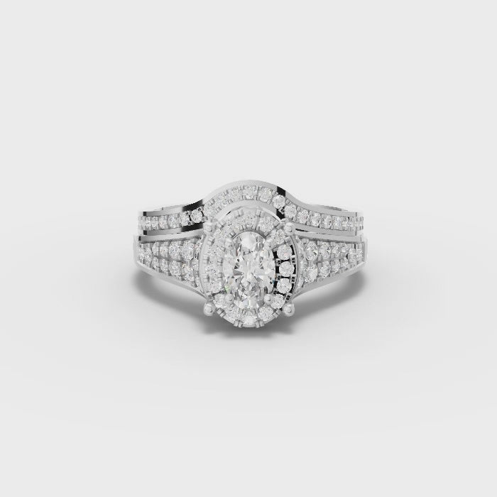 1.12 Ct Oval Cut Lab Grown Diamond Bridal Set