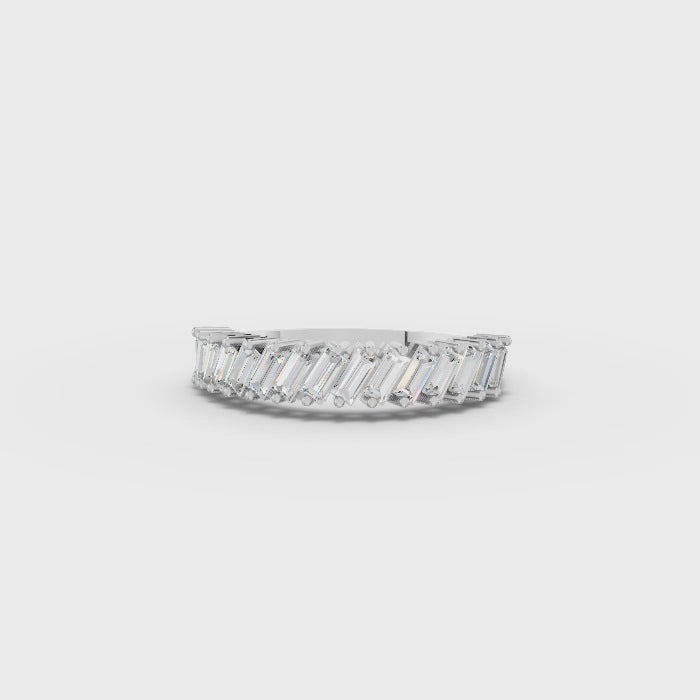0.74 Ct Baguette Basket Set Half Eternity Band