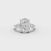 3.36 Ct Oval Three Stone Hidden Halo Engagement Ring