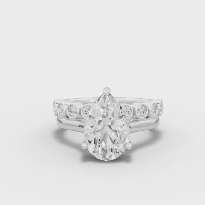 360 rotation of 2.94 CT pear lab-grown diamond bridal set