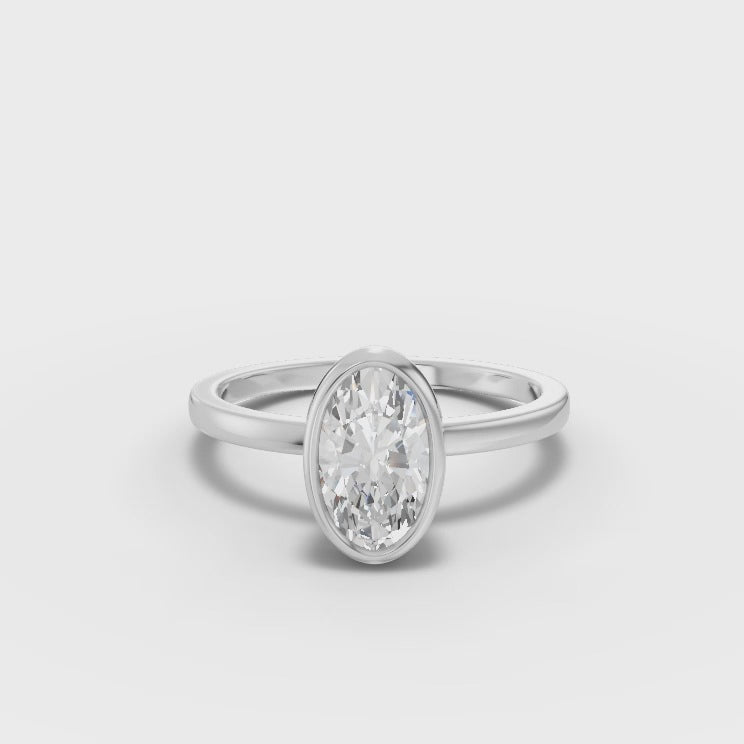 Oval Cut Lab Diamond Bezel Set Solitaire Ring