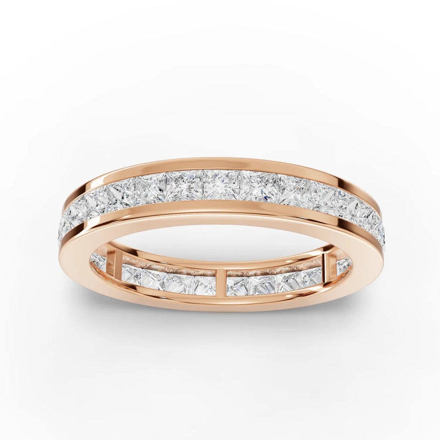1.55 CT princess cut lab-grown diamond eternity band rose gold top view