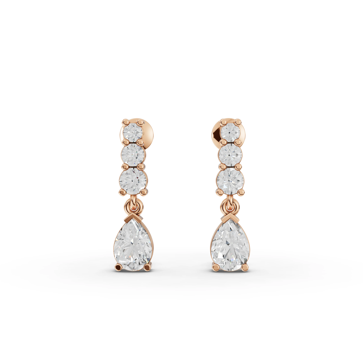 Pear-Cut Lab-Grown Diamond Drop Earrings with Three-Stone Top