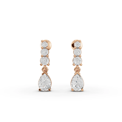 Pear-Cut Lab-Grown Diamond Drop Earrings with Three-Stone Top