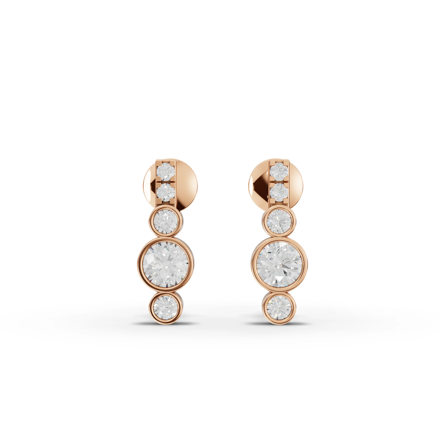 0.35 Ct Round Bezel Diamond Drops Studs