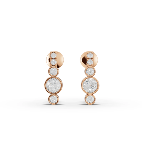 0.35 Ct Bezel Lab Diamond Drop Earrings with Accent Stones