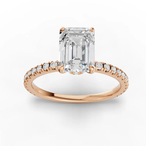 0.78 Ct Emerald Hidden Halo Pavé Ring