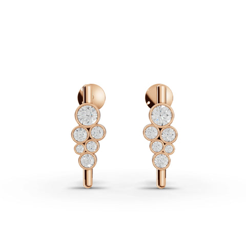 0.52 Ct Graduated Bezel Lab Diamond Drop Earrings
