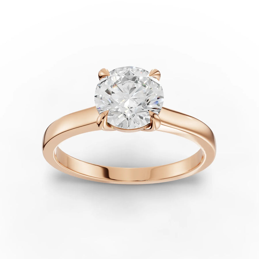 1 CT round lab-grown diamond ring rose gold top view
