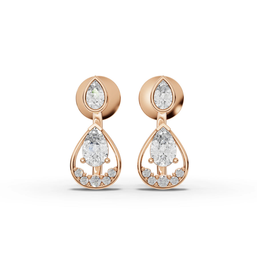 0.79 Ct Pear Halo Drop Earrings