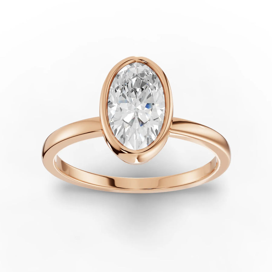 1.04 CT oval lab-grown diamond ring rose gold top view