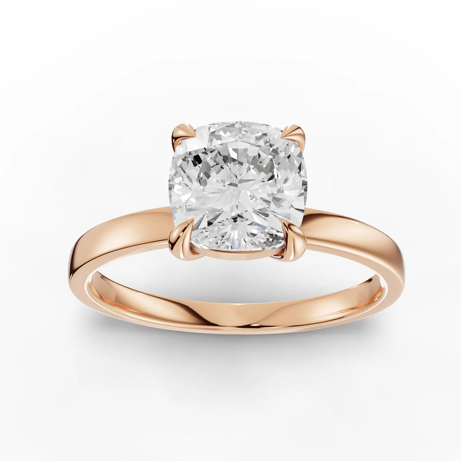 1.5 CT cushion lab-grown diamond ring rose gold top view