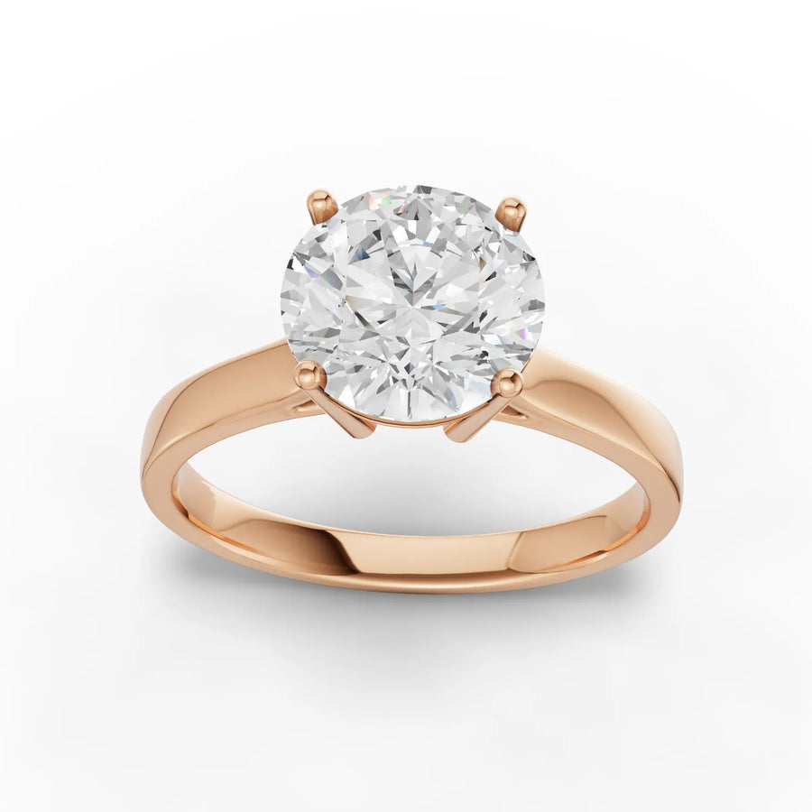 2.00 CT round lab-grown diamond ring rose gold top view