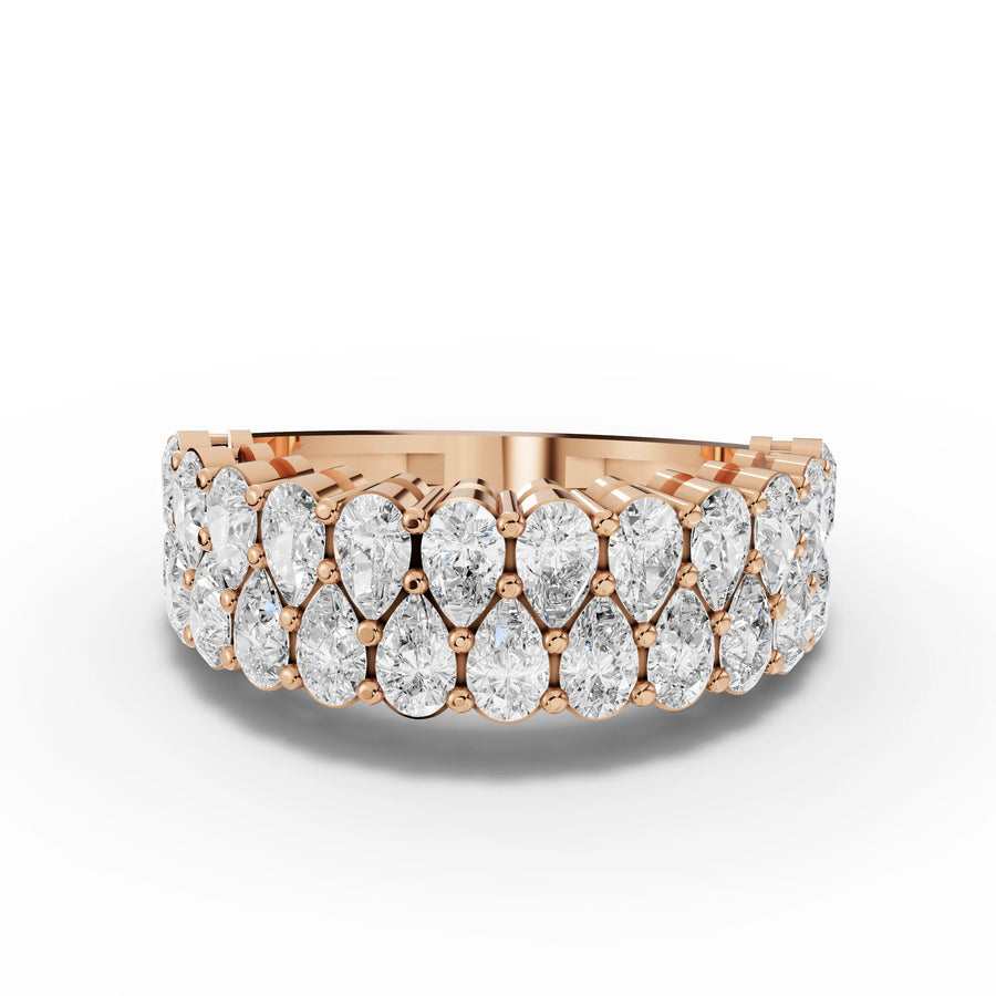 2.22 CT pear lab-grown lattice eternity band rose gold top