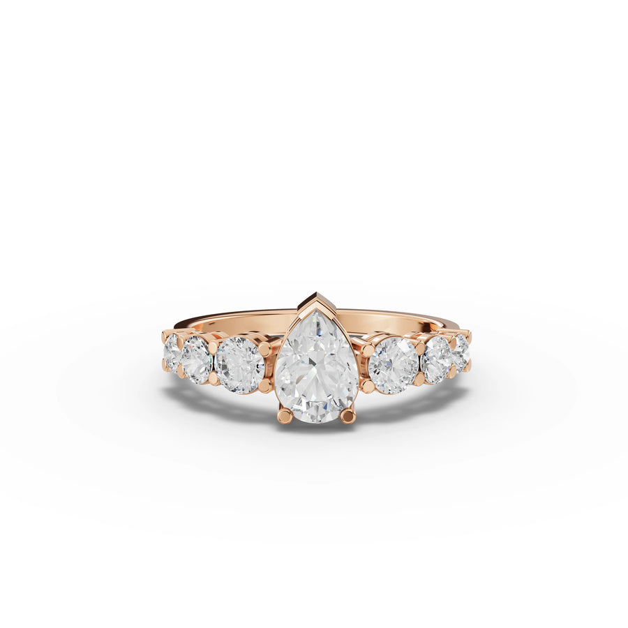 1.39 Ct Pear Lab Diamond Accent Ring