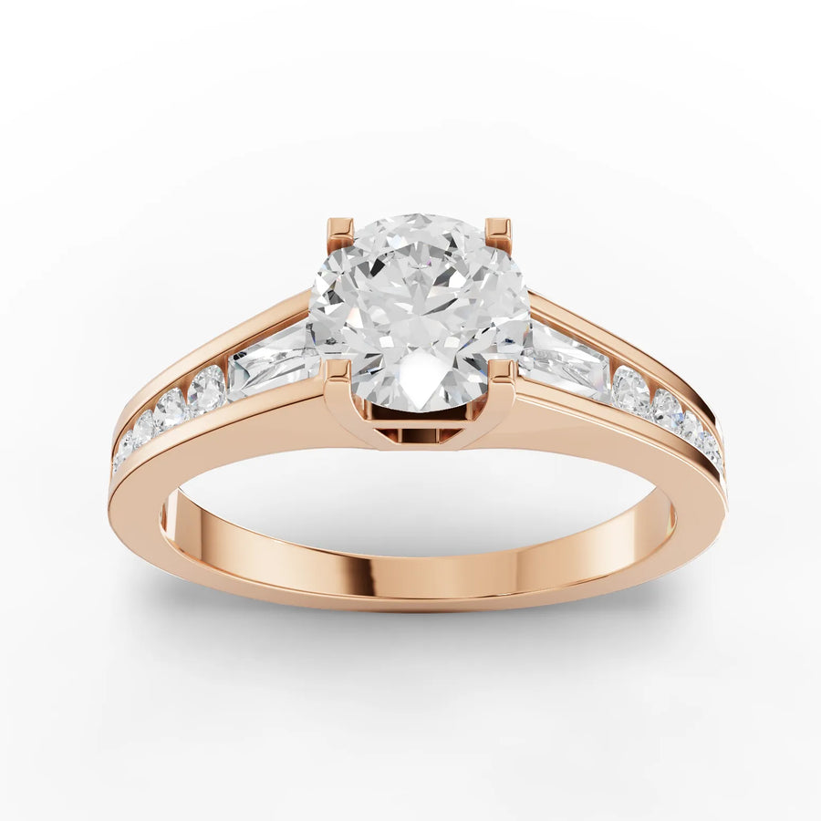 1.18 CT round lab-grown diamond ring rose gold top view