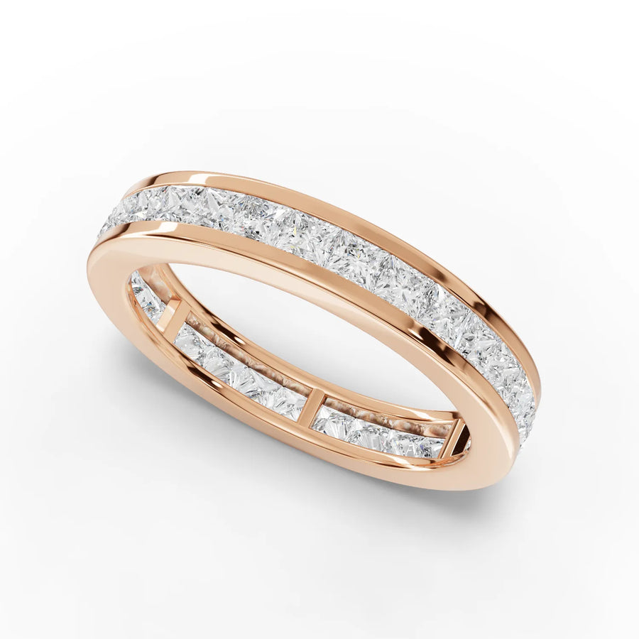 Princess eternity band rose gold angle