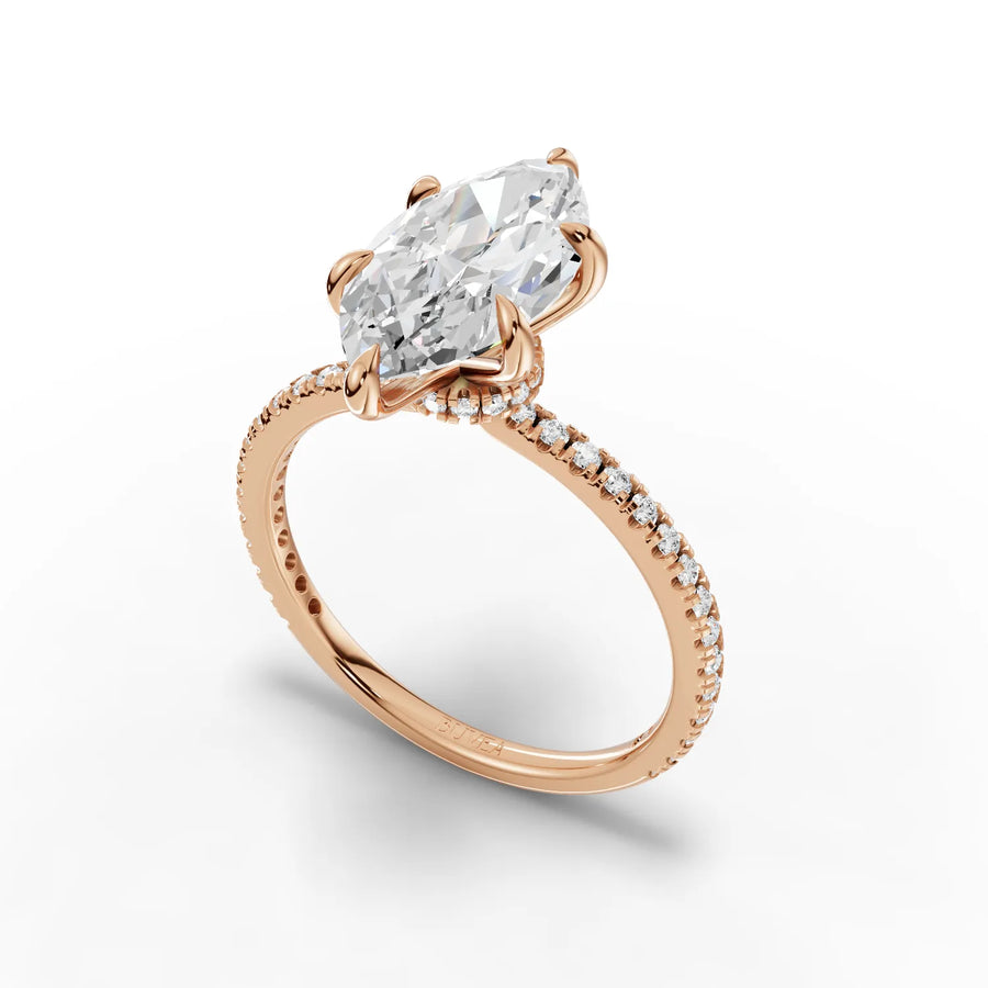 2.80 CT marquise solitaire ring rose gold angled profile