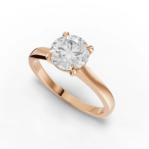 Round Cut Lab Diamond Solitaire Engagement Ring