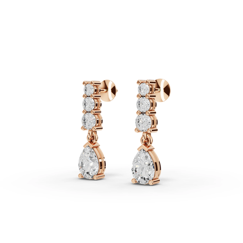 Pear-Cut Lab-Grown Diamond Drop Earrings with Three-Stone Top