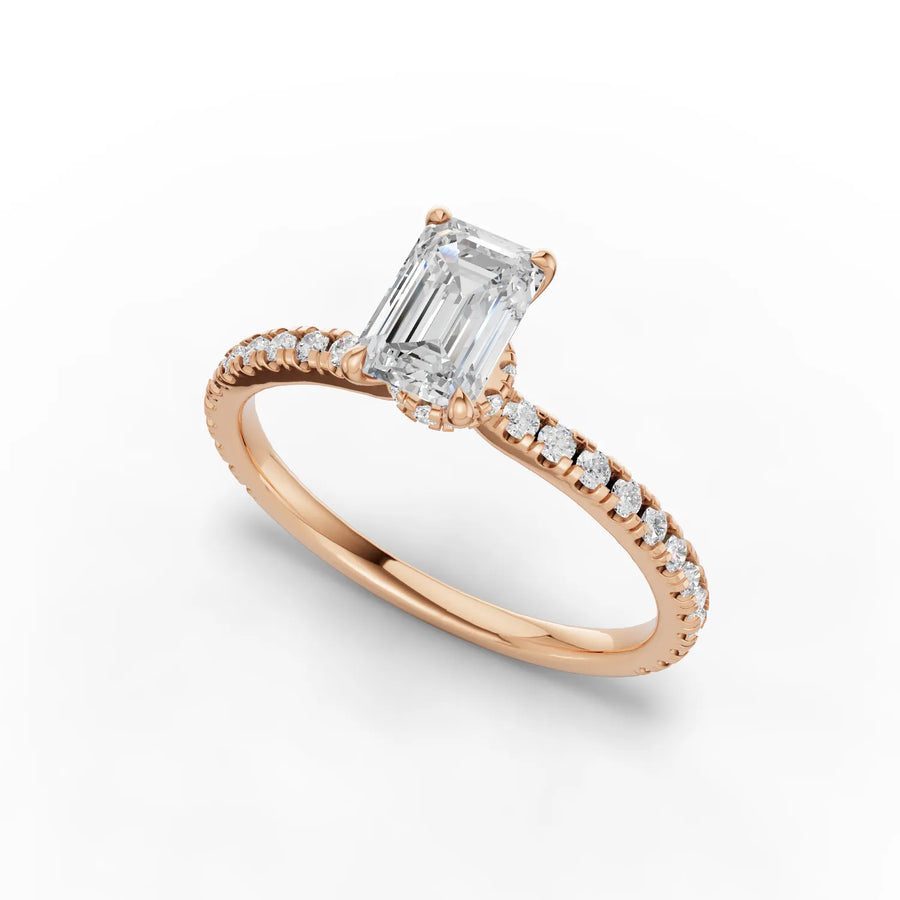 Rose gold ring prong geometry detail