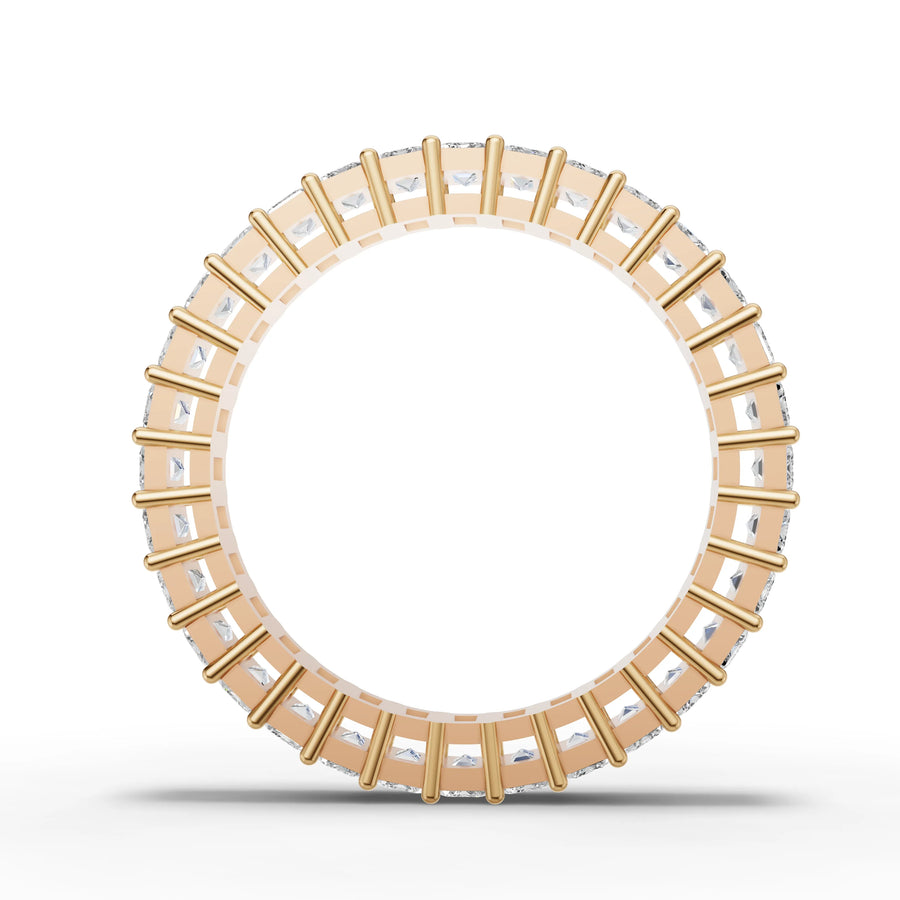 Lab-grown emerald eternity band rose gold close-up