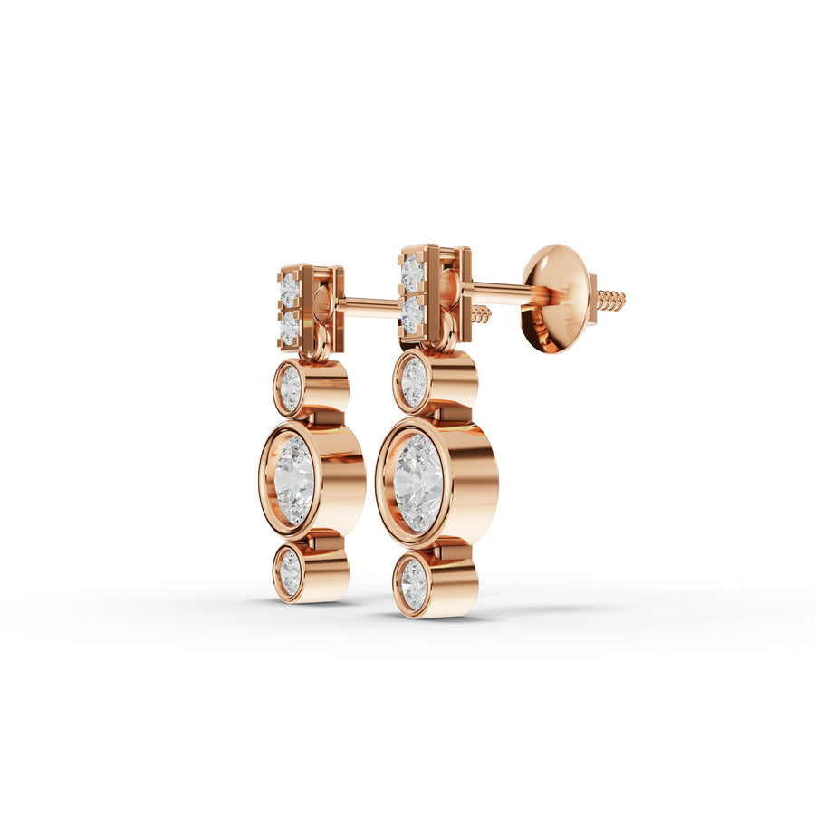 0.65 Ct Round Bezel Drop Earrings