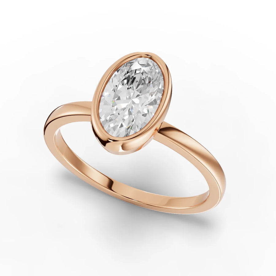 Bezel solitaire ring rose gold angle