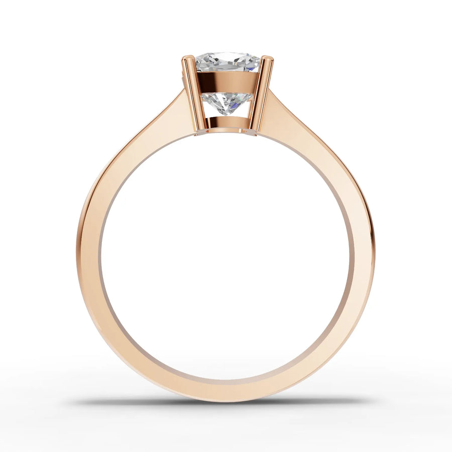 Cushion diamond ring rose gold angle