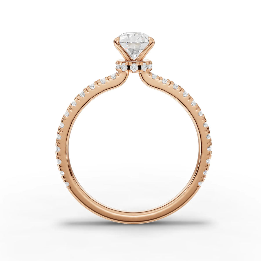 0.98 Ct Pear Hidden Halo Pavé Ring