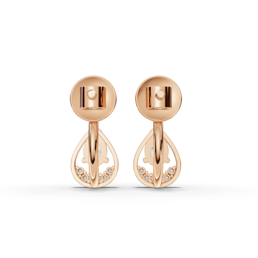 0.79 Ct Pear Halo Drop Earrings