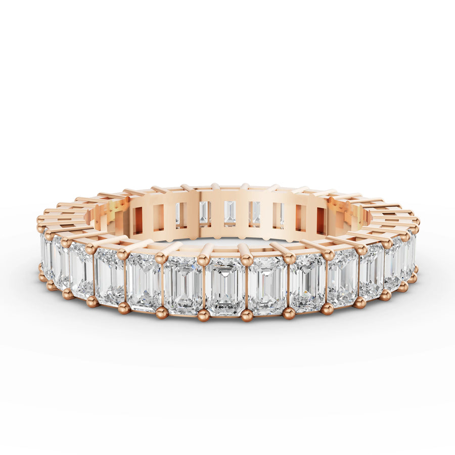 2.20 CT emerald lab-grown eternity band rose gold top