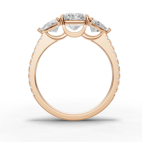 Radiant Cut Lab Diamond Three-Stone Engagement Ring · Trillion Side Stones