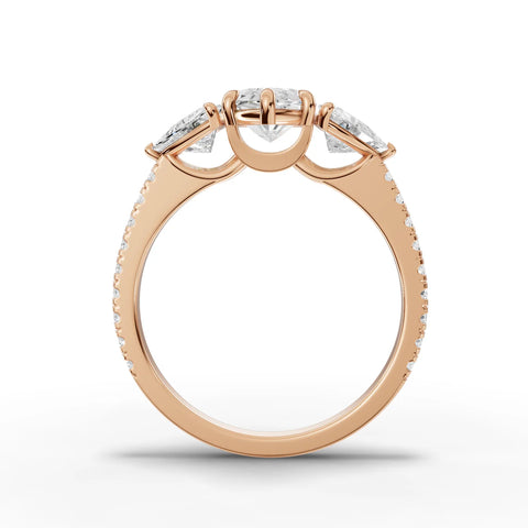 Marquise Cut Lab Diamond Three-Stone Engagement Ring · Trillion Side Stones
