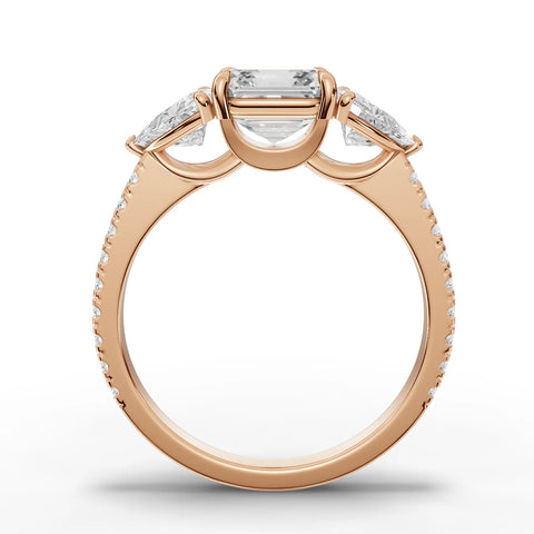 Asscher Cut Lab Diamond Three-Stone Engagement Ring · Trillion Side Stone