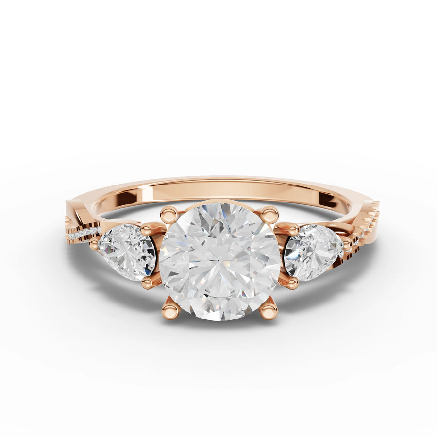 2.86 CT round lab-grown engagement ring rose gold top