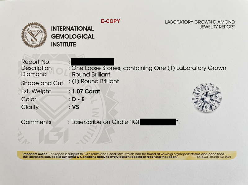 Diamond certification detail