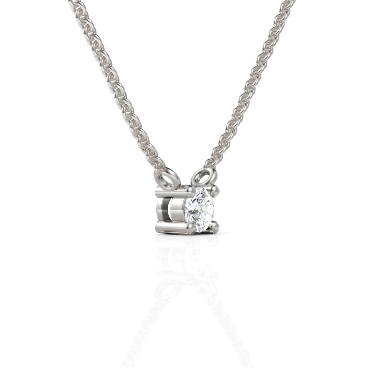 Round Solitaire Lab Grown Diamond Pendant in Sterling Silver