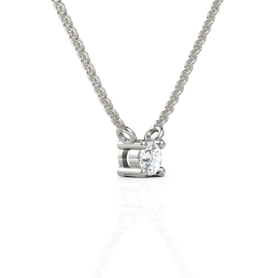 Round Solitaire Lab Grown Diamond Pendant in Sterling Silver