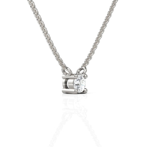 Round Solitaire Lab Grown Diamond Pendant in Sterling Silver