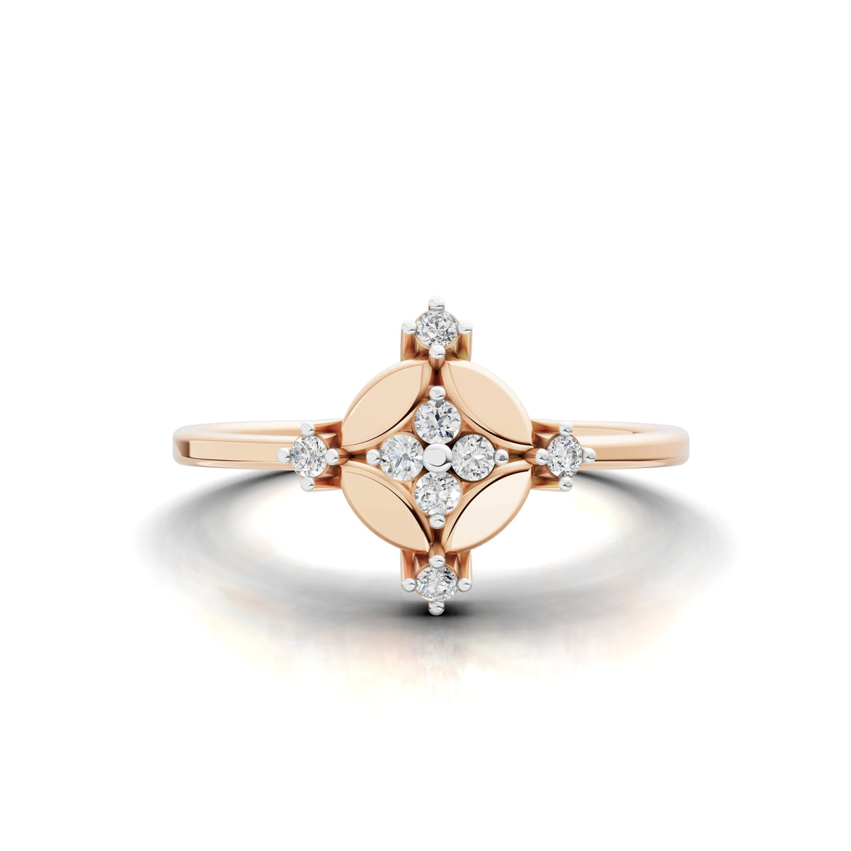 0.10 CT daisy whisper minimal lab-grown diamond ring rose gold top view