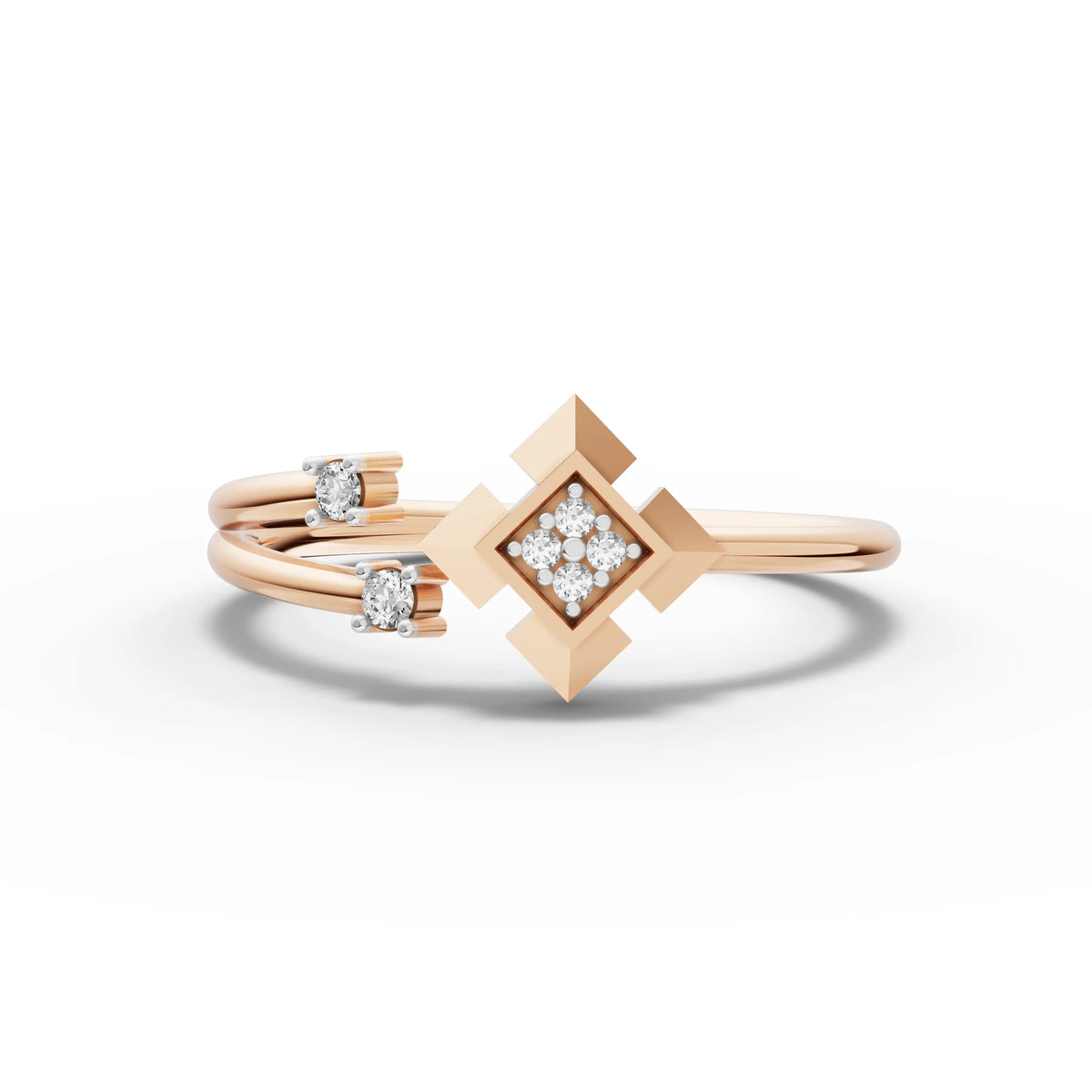 0.05 CT grace bell minimal lab-grown diamond ring rose gold top view