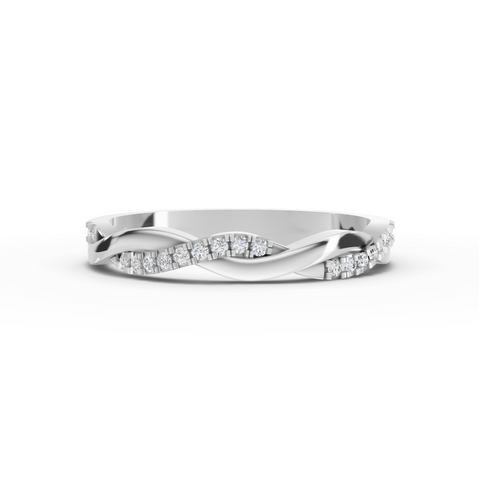 0.08 ct twisted infinity lab diamond wedding band with a slim stackable design and sparkling diamonds